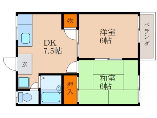 ハイツ磯部の物件間取画像